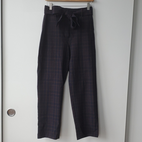 Wilfred Pants - Aritzia Wilfred Tie Up Plaid Pants Trousers